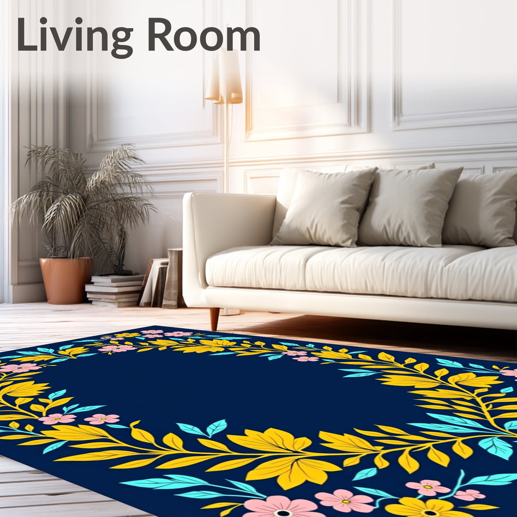 Vibrant Floral Wreath Patterned Rug