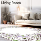 Ornate Lavender Botanical Swirls Rug