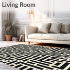 Maze Pattern With Off-White Lines Rug