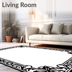 Ornate Floral Border Pattern Rug