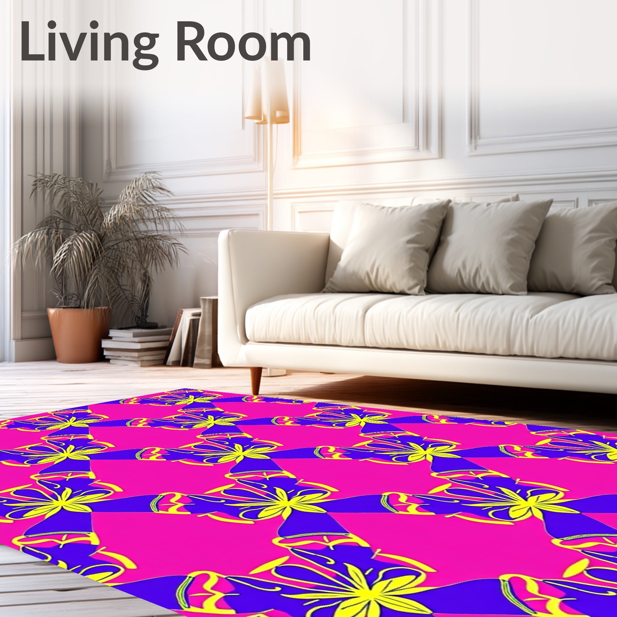 Vibrant Floral Diamond Pattern Rug