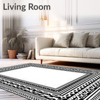 Black White Multi-Layered Tribal Rug