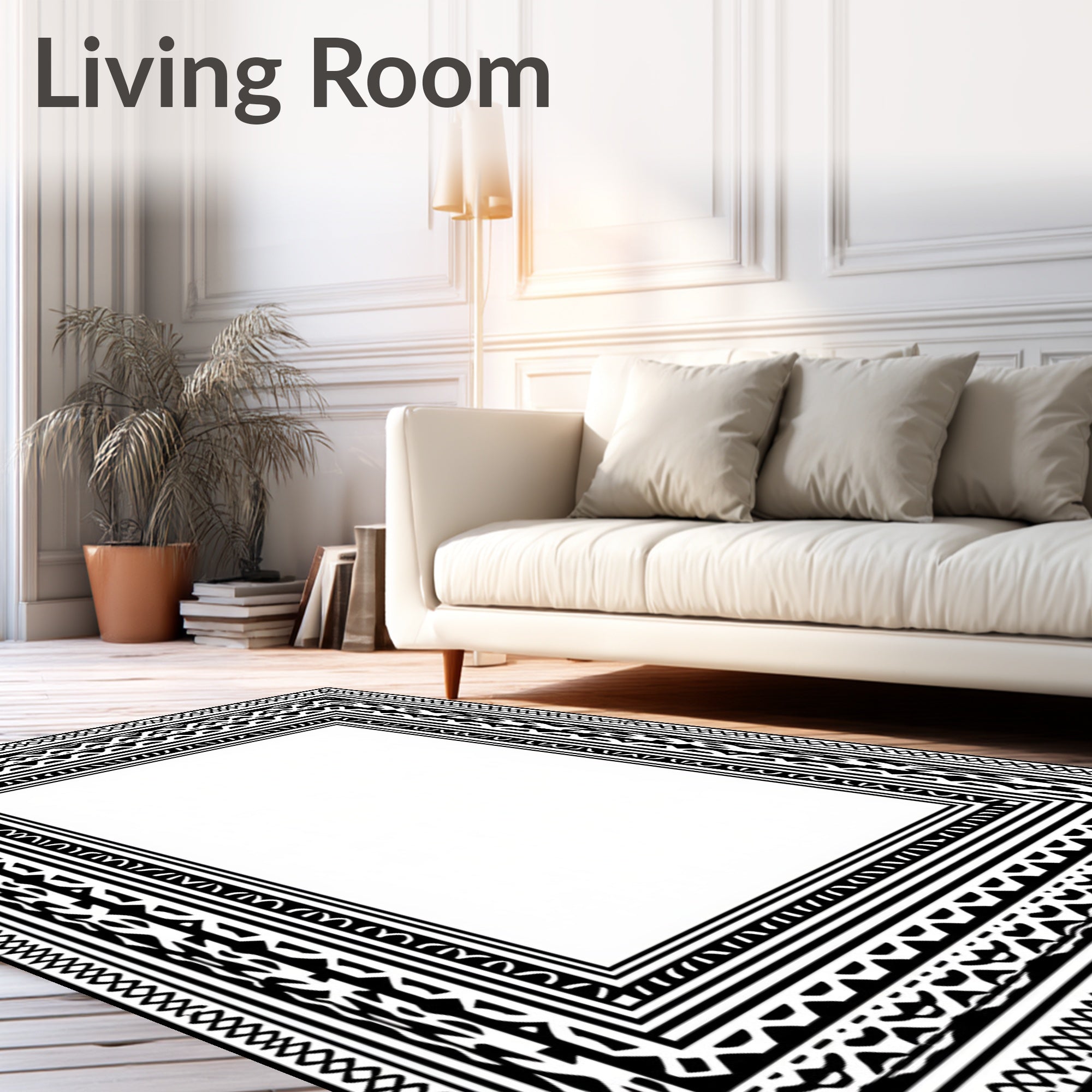 Black White Multi-Layered Tribal Rug