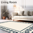 Ornate Floral Border Design Rug