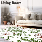 Green Red Floral Vintage Damask Pattern Rug