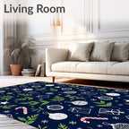 Christmas Baubles Greenery Starry Gifts Rug
