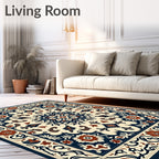 Traditional Floral Medallion Cream Rug