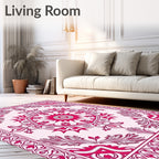 Ornate Floral Mandala Pink Design Rug