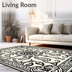 Contrasting Floral Scrollwork Design Rug