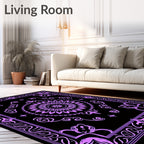 Purple Floral Medallion Bordered Rug