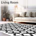 Black and White Geometric Lattice Design Rug