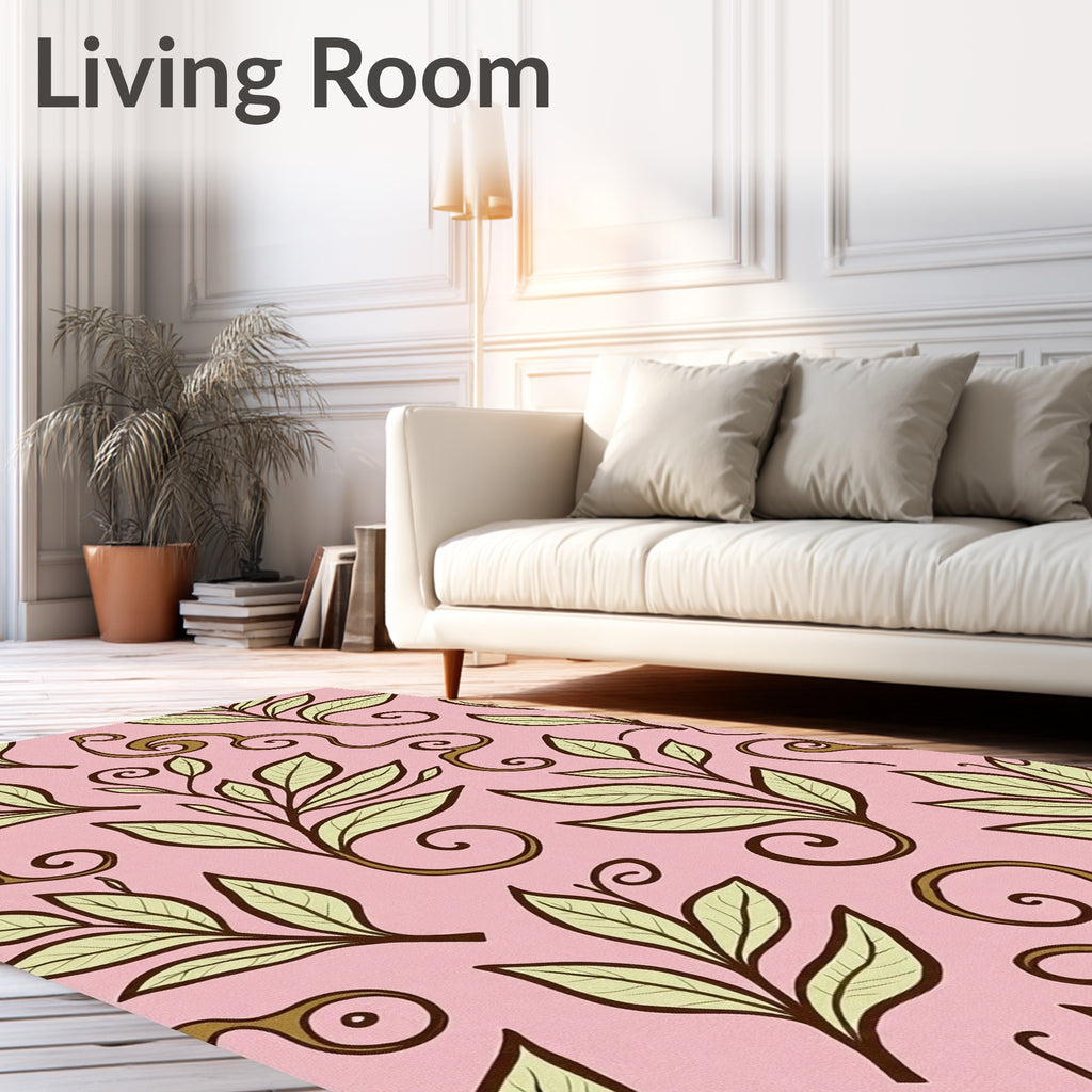 Whimsical Leafy Swirl Pattern Rug