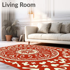 Crimson Floral Mandala Pattern Rug