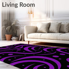 Purple Abstract Swirl Dot Pattern Rug