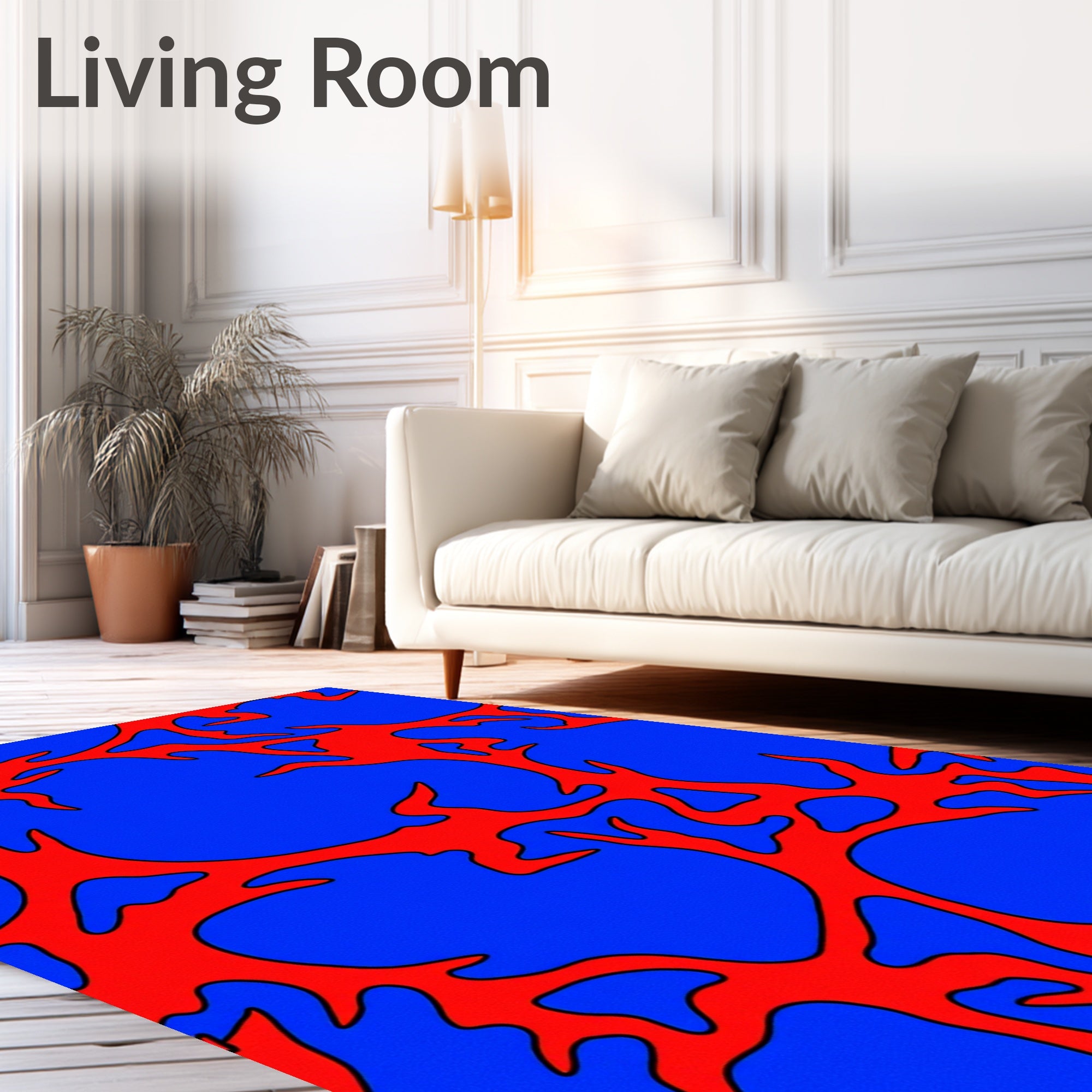 Abstract Red Coral Pattern Rug
