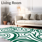 Emerald Swirl Pattern Traditional Design Rug