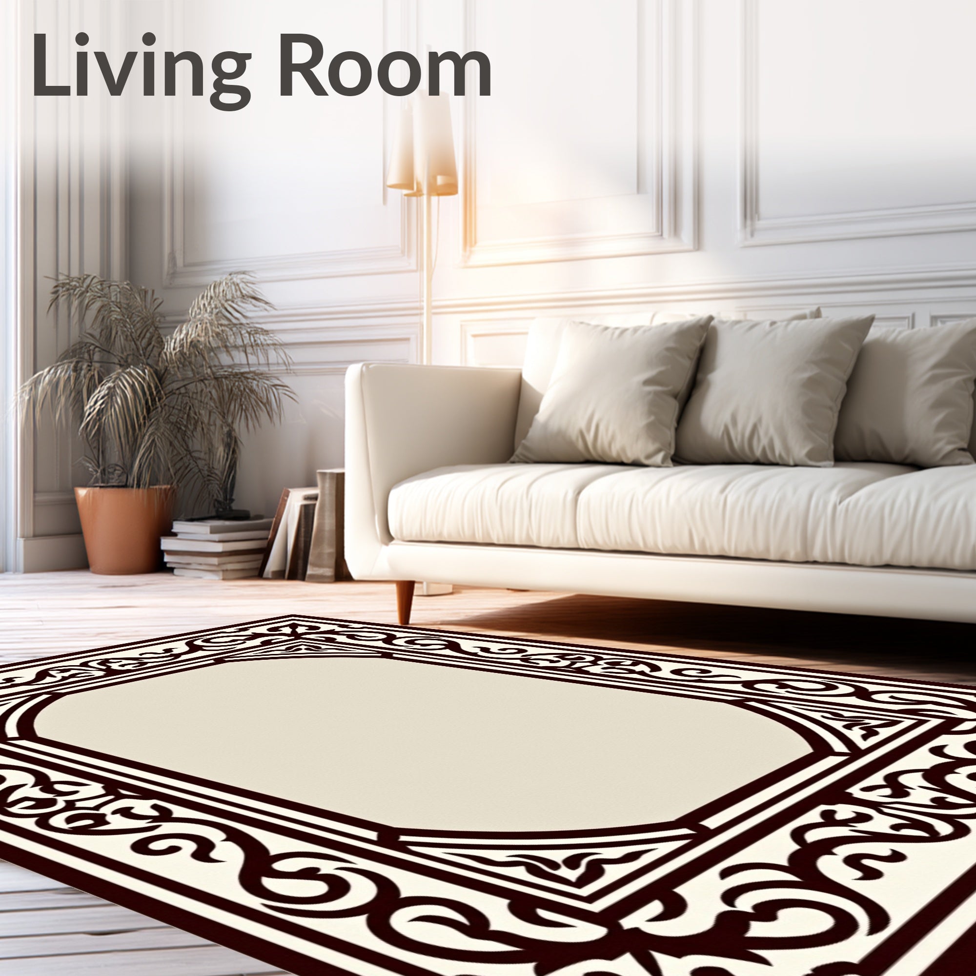 Elegant Scrollwork Border Design Rug