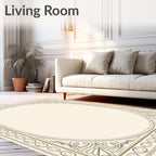 Vintage Oval Border Floral Design Rug
