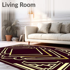 Elegant Gold Geometric Diamonds Rug