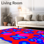 Abstract Blue And Pink Blob Pattern Rug