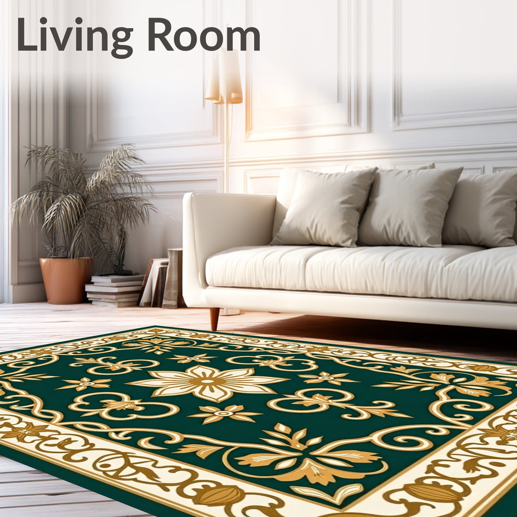 Ornate Floral Scroll Pattern Rug