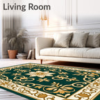 Ornate Floral Scroll Pattern Rug
