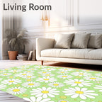 Retro Daisy Patterned Spring Rug
