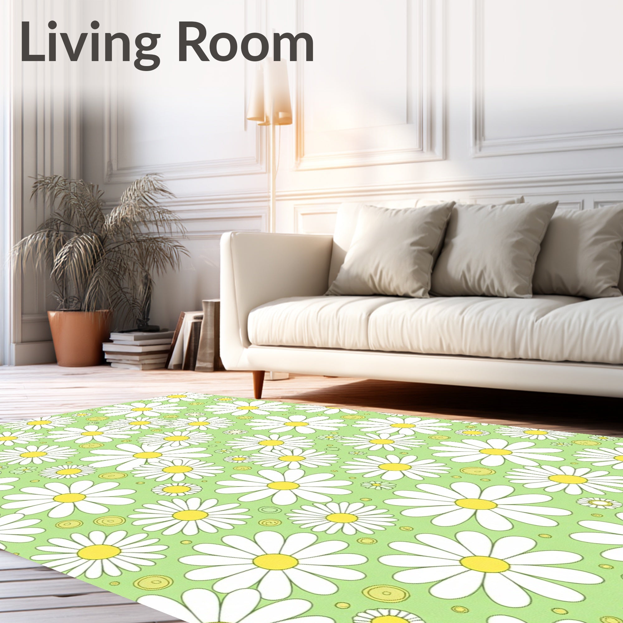 Retro Daisy Patterned Spring Rug