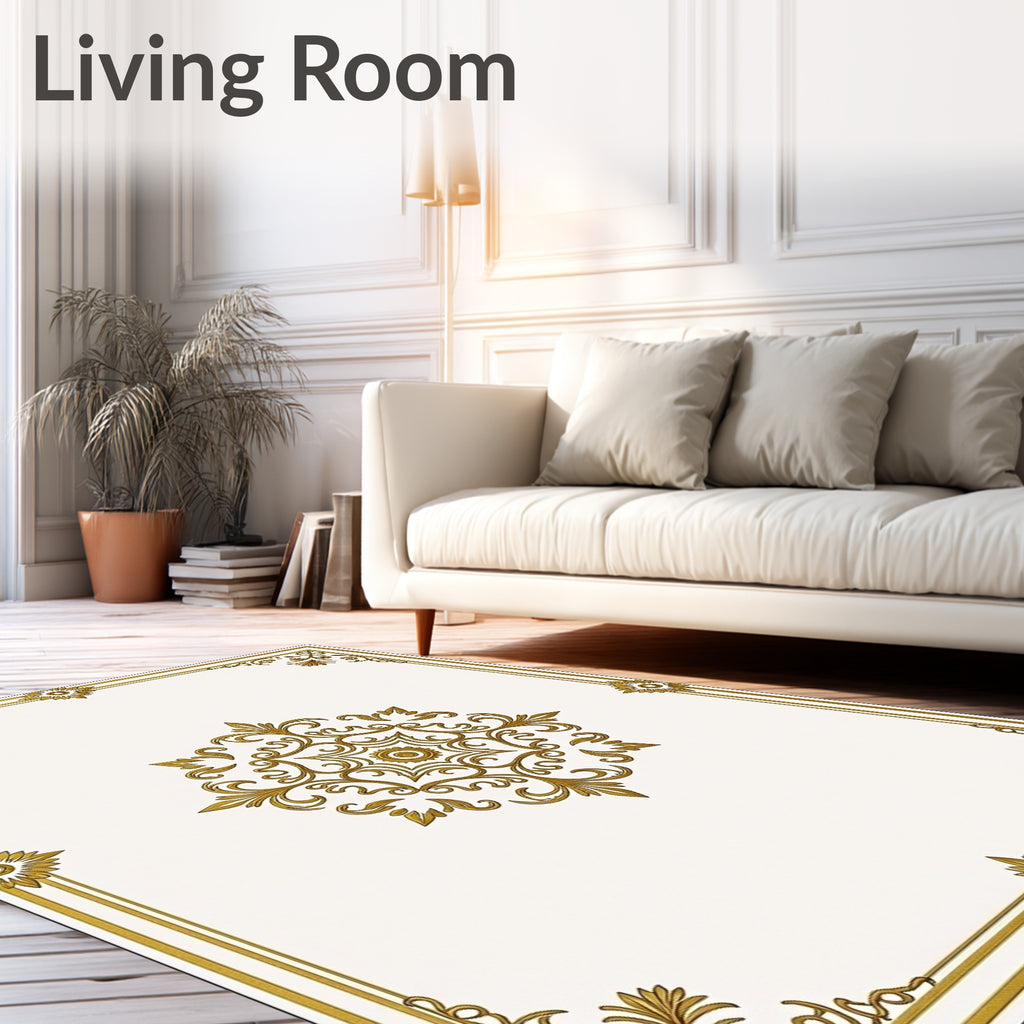 Elegant Gold Mandala Ornament Rug