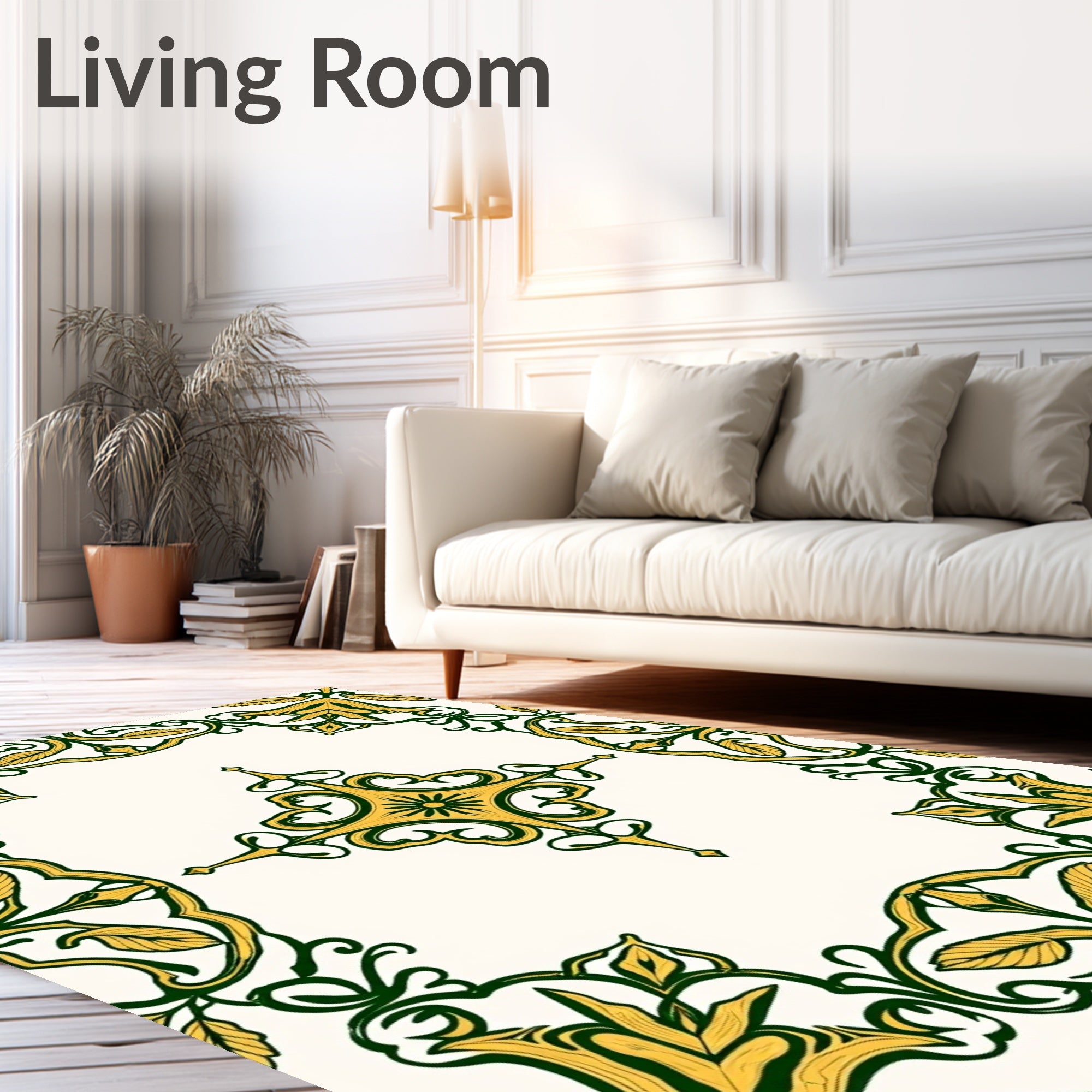 Ornate Floral Leaf Pattern Rug