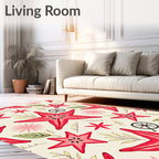 Red Starfish Botanical Pattern Rug