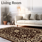 Elegant Floral Scroll Pattern Rug