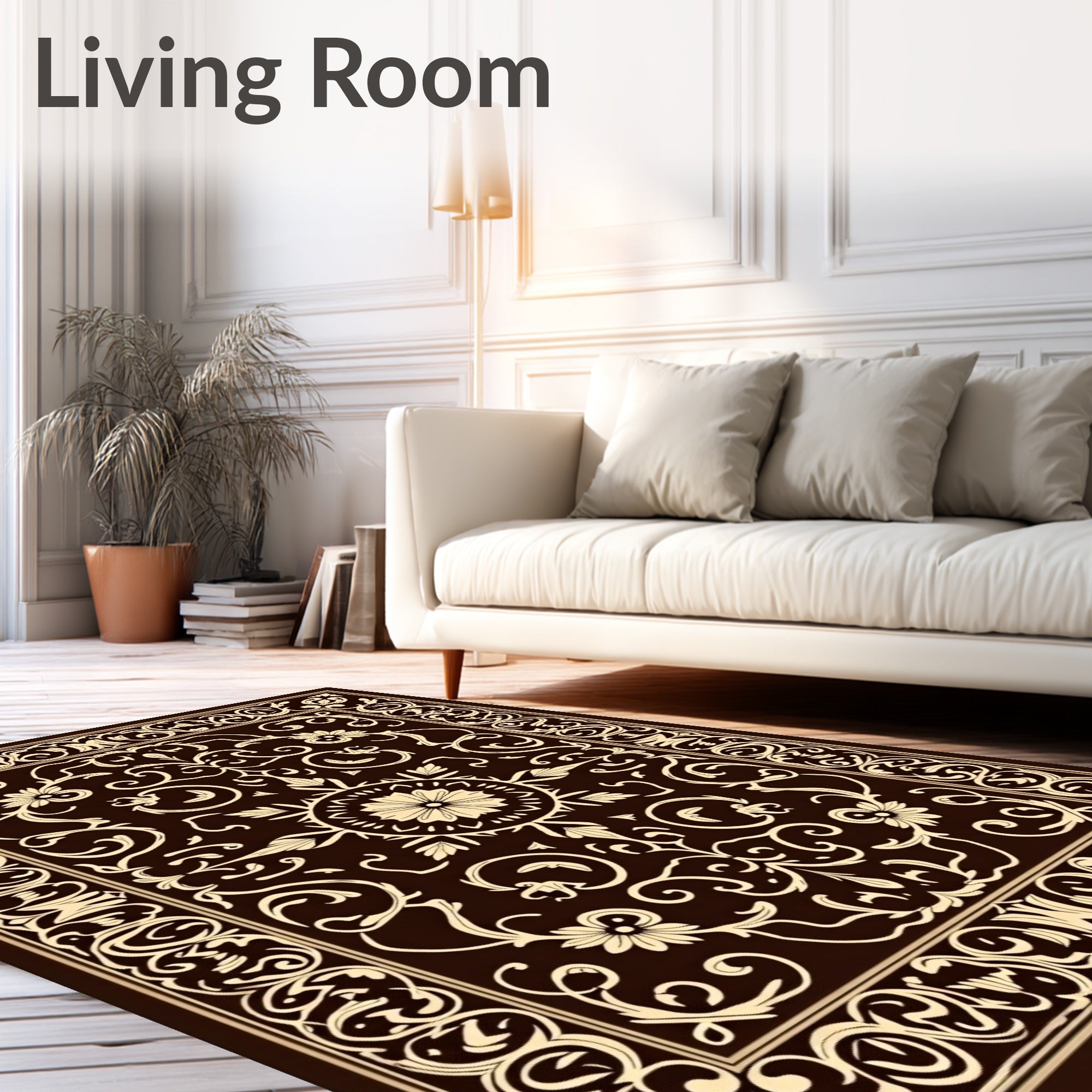 Elegant Floral Scroll Pattern Rug