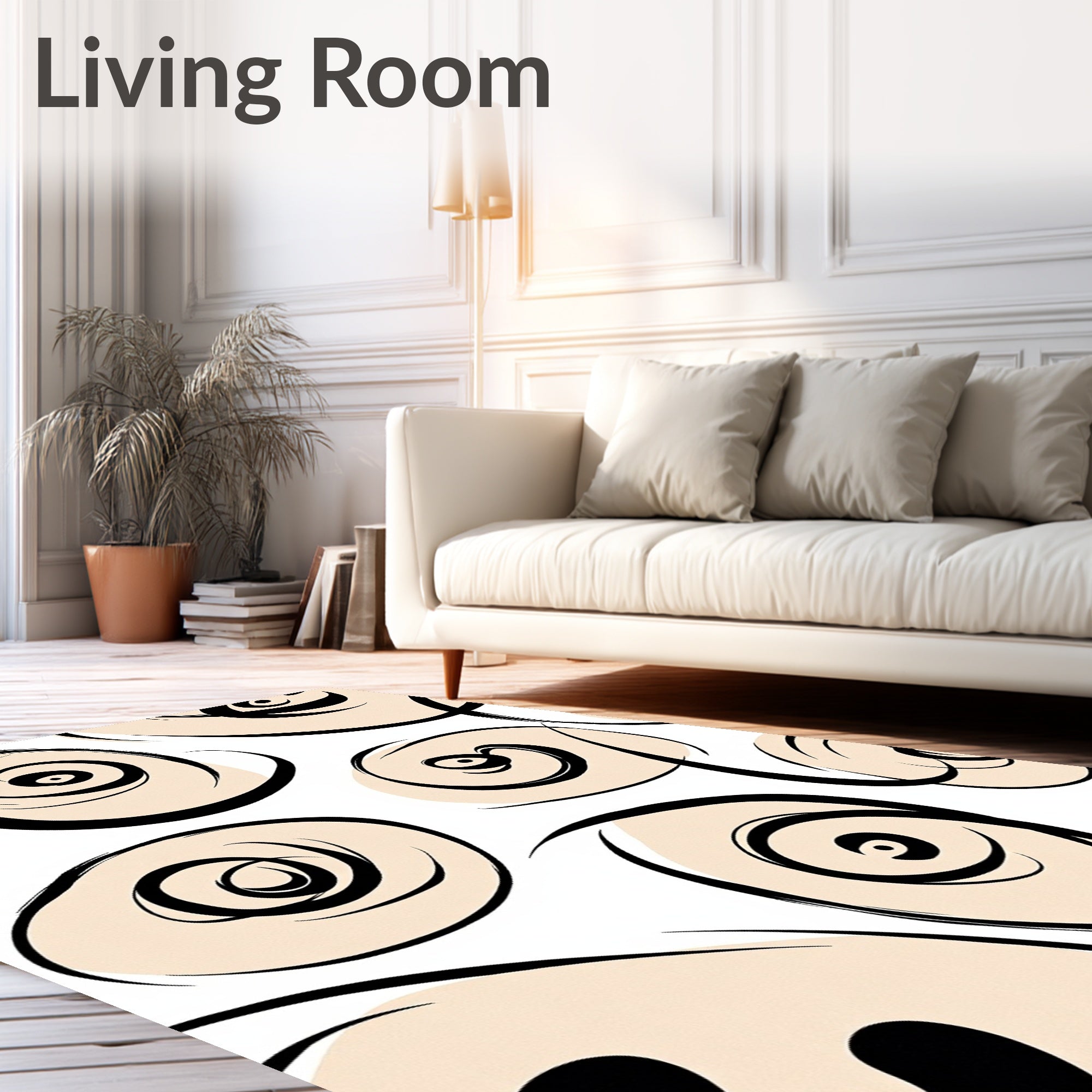 Abstract Swirls With Blush Accents Rug
