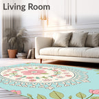 Pastel Floral Mandala Outdoor Pattern Rug