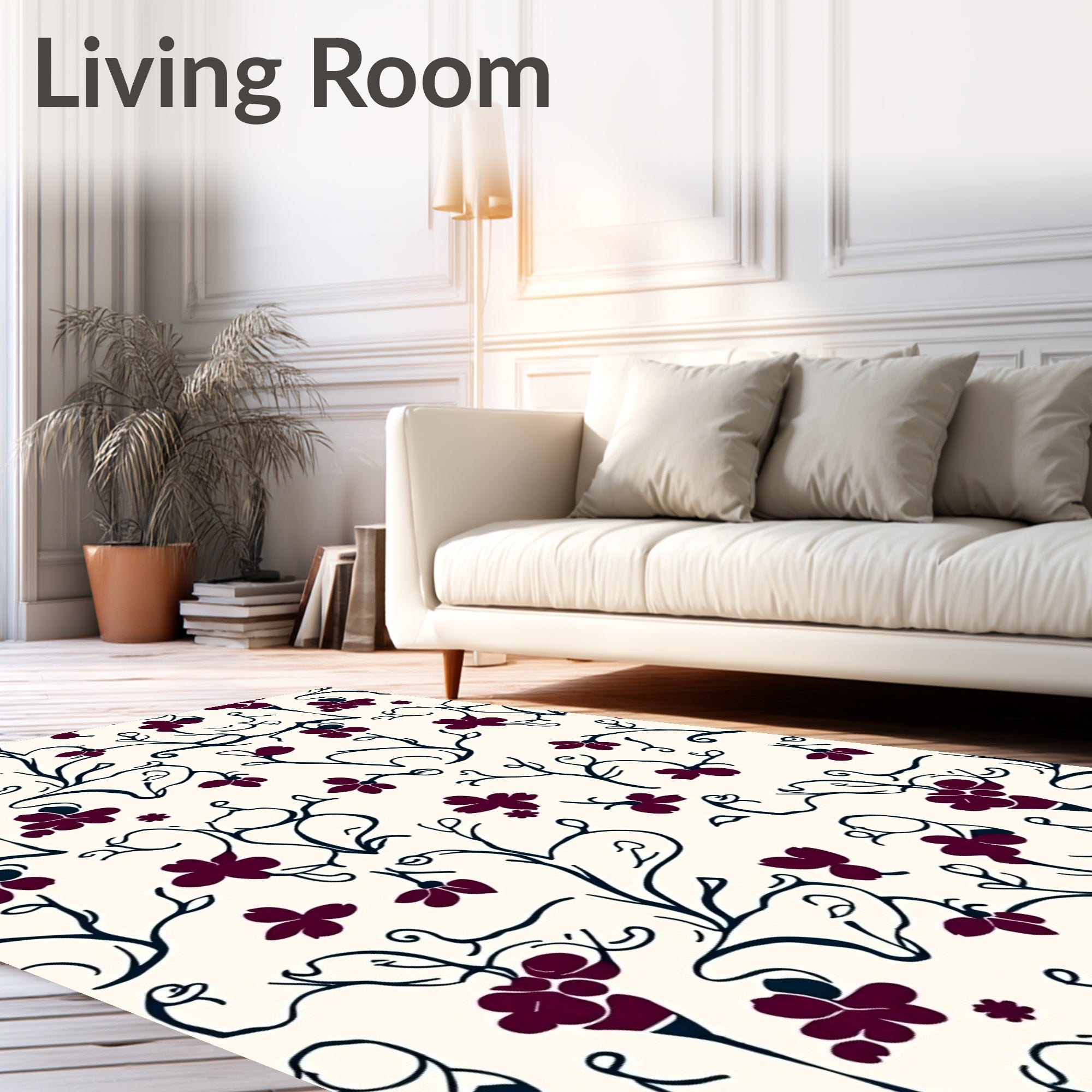 Elegant Floral Vine Pattern Rug