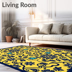 Yellow Floral Vine Intricate Pattern Rug