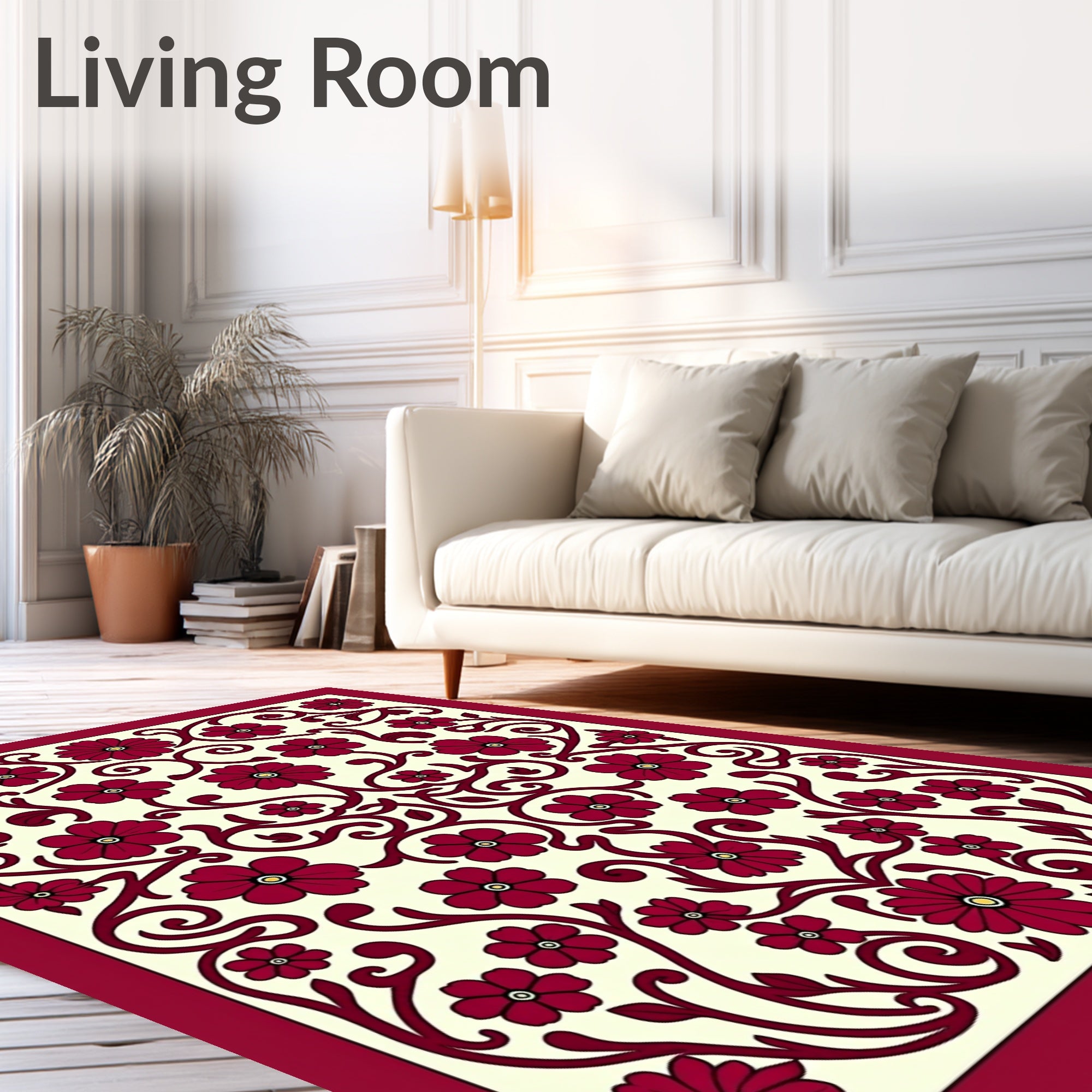 Ornate Floral Vine Pattern Design Rug