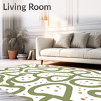 Organic Green Wavy Dot Pattern Rug