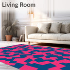 Bold Pink Blue Geometric Design Rug