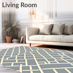 Interlocking Lattice Pattern Grey Rug