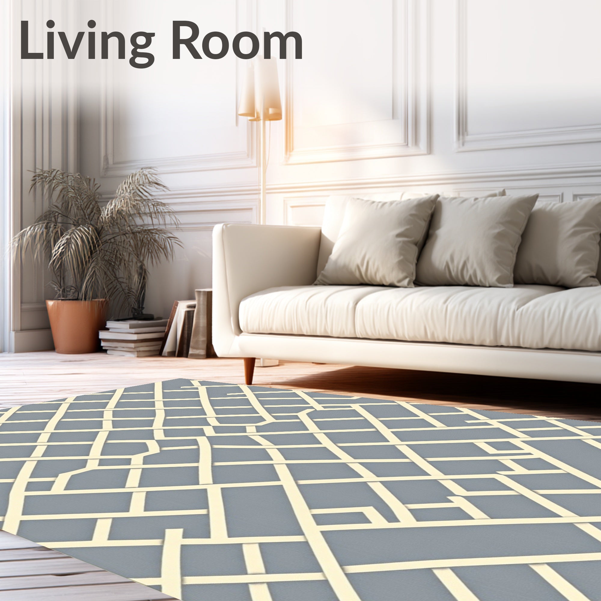 Interlocking Lattice Pattern Grey Rug