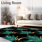 Emerald Green Foliage Abstract Pattern Rug