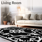 Black White Ornate Filigree Rug