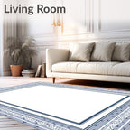 Blue Geometric Pattern With White Accents Rug