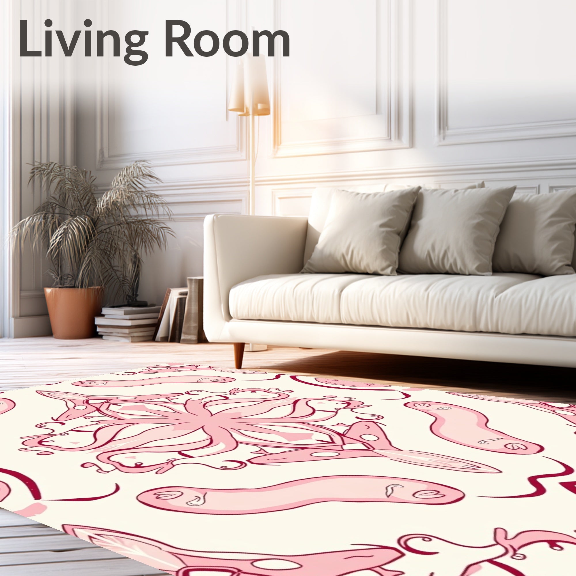 Pink Floral Symmetry Pattern Rug