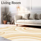 Organic Swirls Beige Gold Pattern Rug