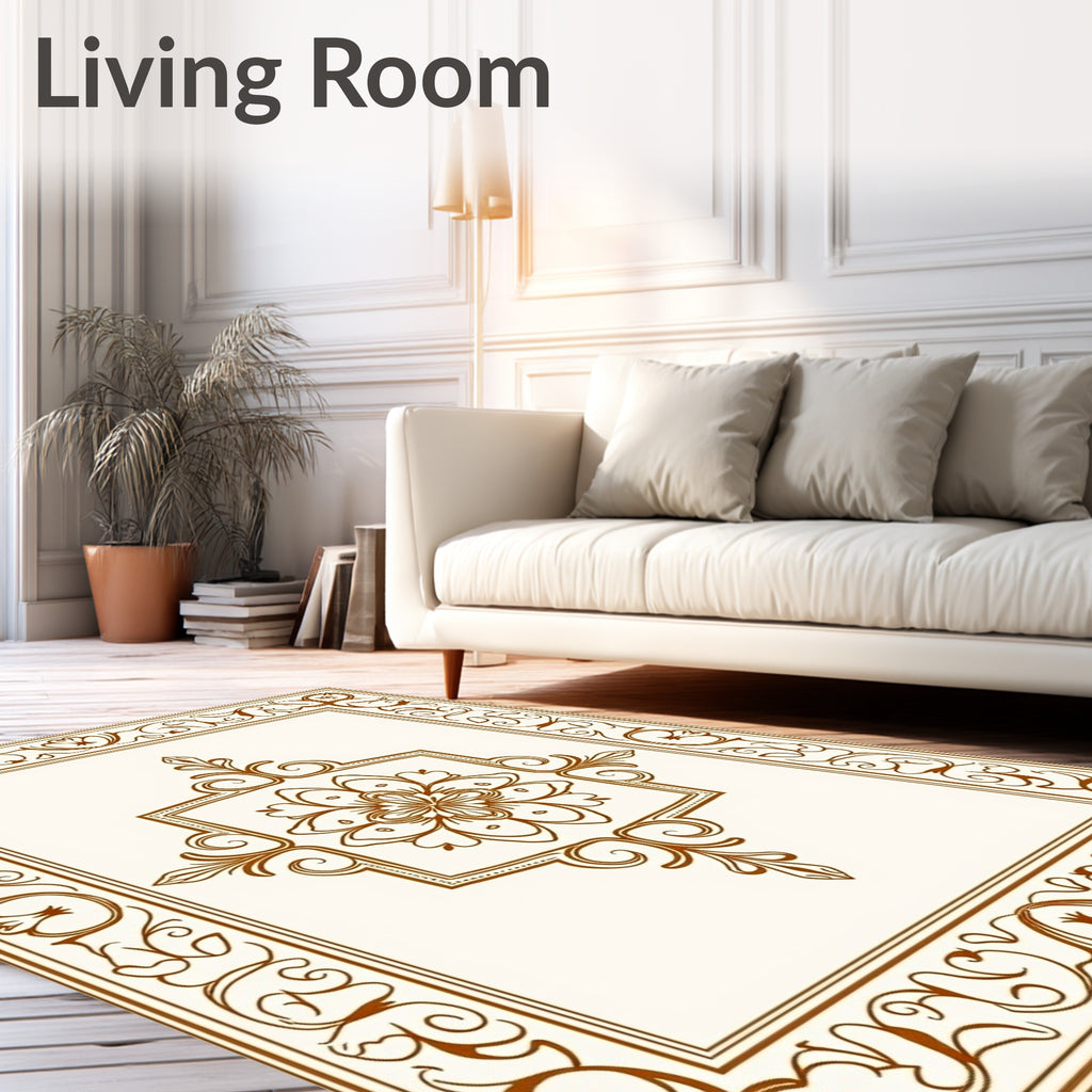 Classic Floral Scroll Border Design Rug