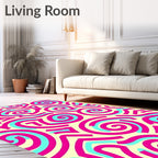 Vibrant Swirls Lines Pattern Rug