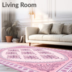 Oval Floral Pattern Decorative Rug